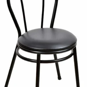 Silla Bistrot acolchada negra — asiento Ø 40 cm
