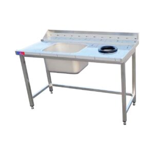 Mesa de tren de lavado 1 cuba con hueco basura 1800 x 750 x 850 + 100 mm