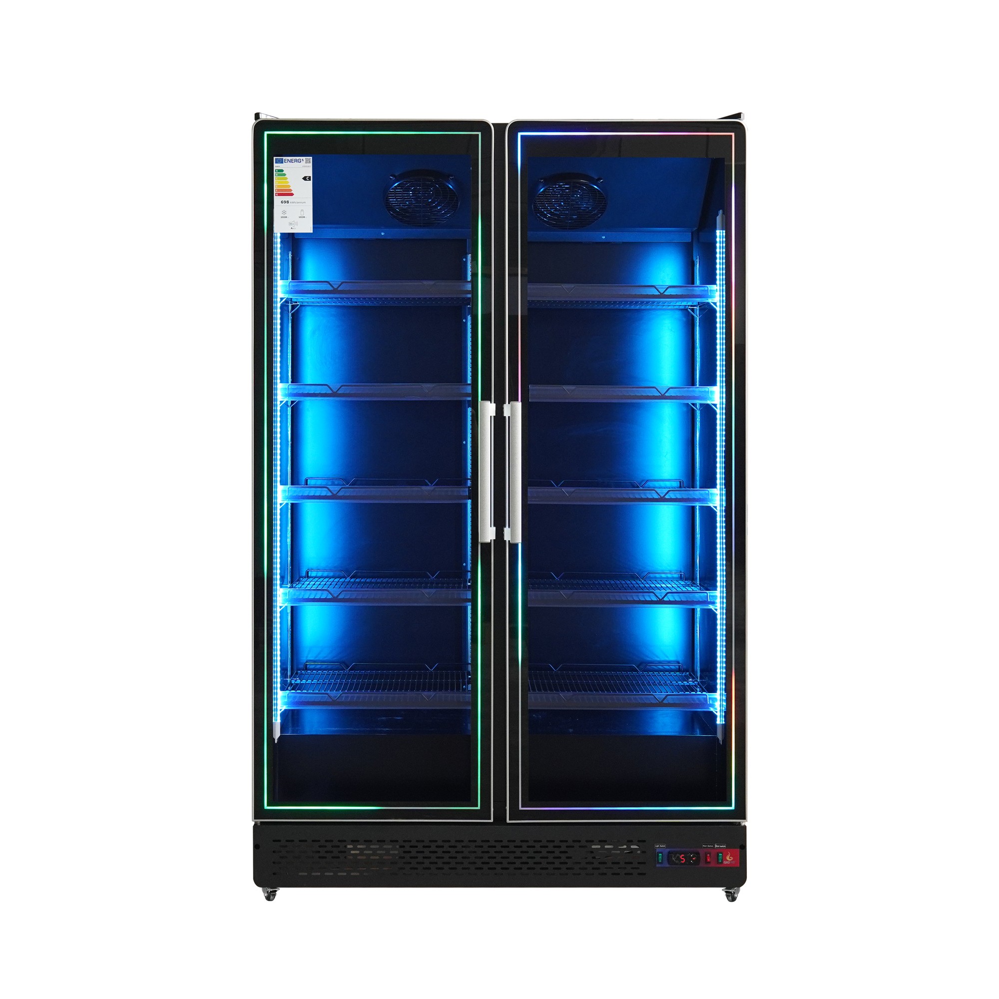 Armario expositor refrigerado 2 puertas de cristal led multicolor Subzero