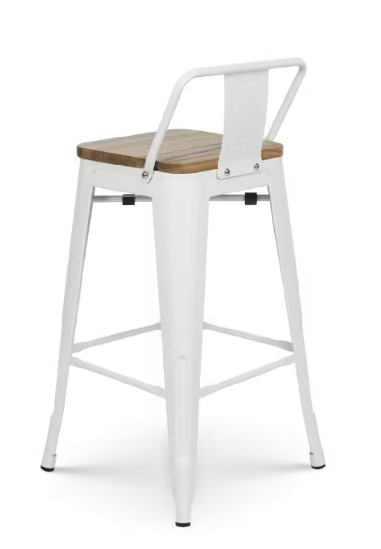 Taburete alto blanco con madera - Imagen 4