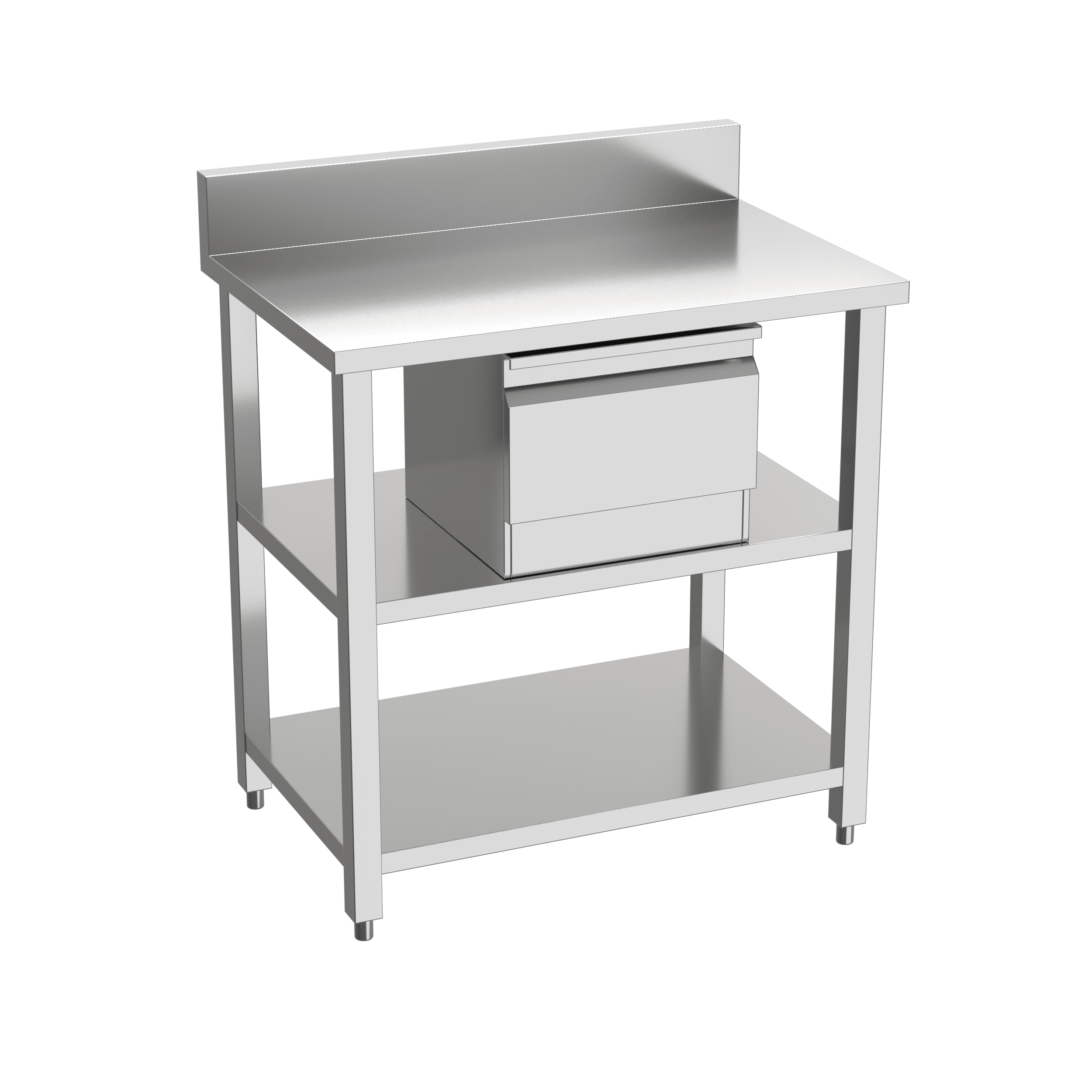 Mueble cafetero de acero inoxidable con cajon y tolba 1500 x 600 x 1040 mm