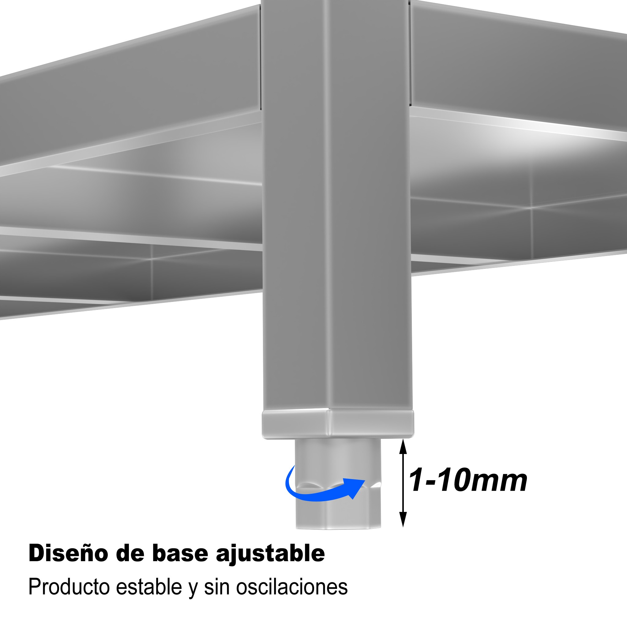 Mesa de trabajo de acero inoxidable central 2000 x 600 x 850 mm - Imagen 2