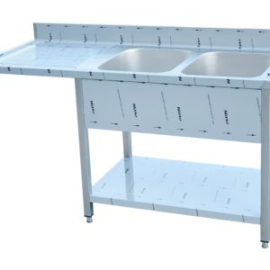 Fregadero 2 senos 1 escurridor 1800 x 700 x 850 + 100 mm