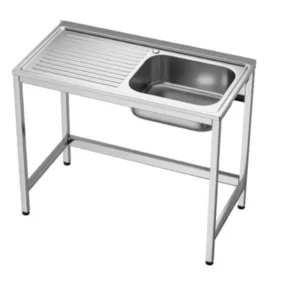 Fregadero de acero inoxidable 1 seno y 1 escurridor 1000 x 500 x 850 mm
