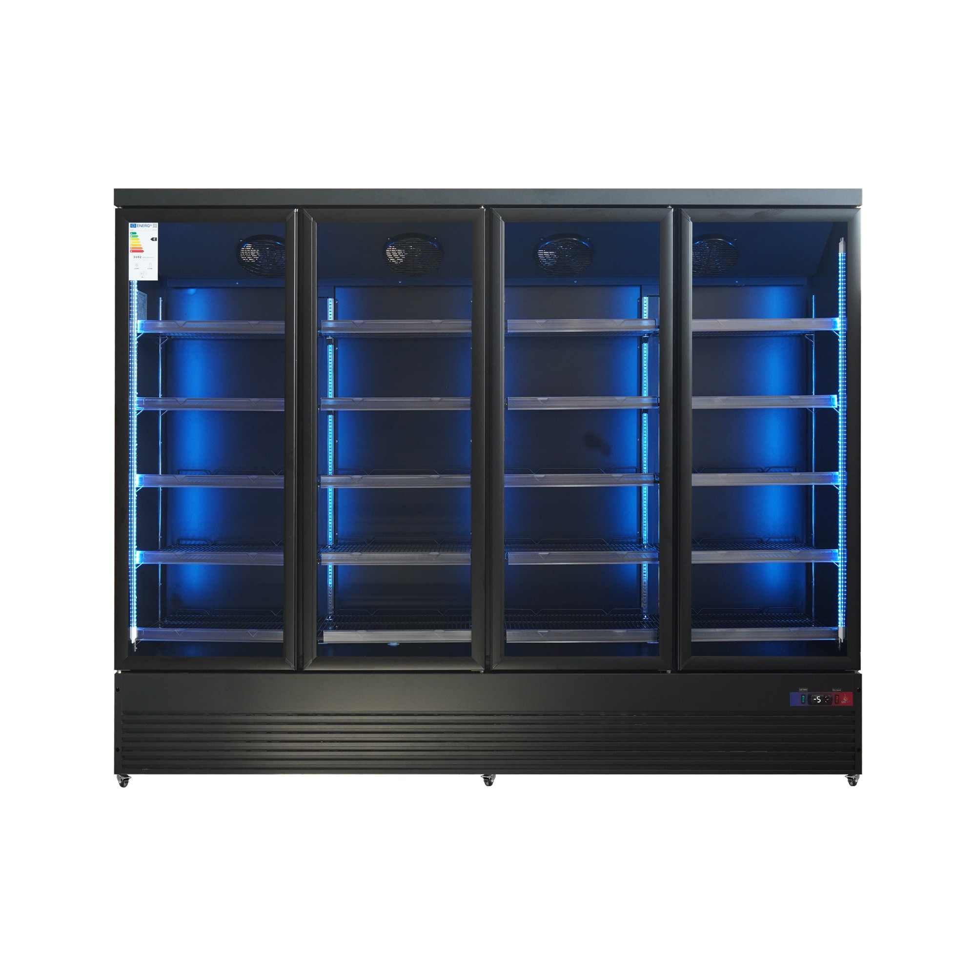 Armario expositor refrigerado 4 puertas de cristal negro