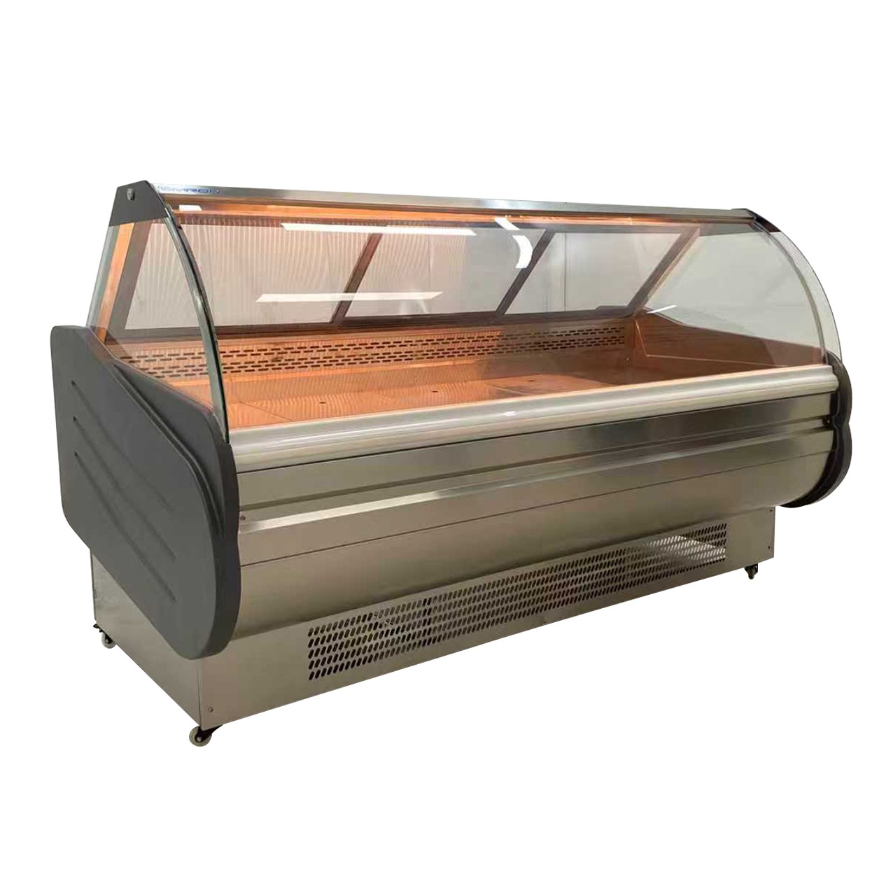 Vitrina Charcutera Color acero– 2000 x 1050 x 1200 mm – Cristal Curvo