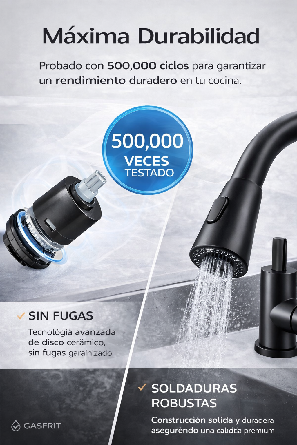 Grifo cisne con 2 modos de ducha 2 aguas - Imagen 3