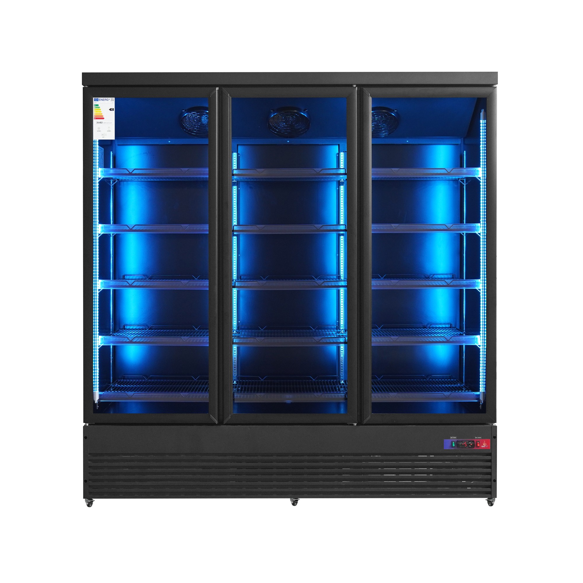 Armario expositor de 3 puertas de cristal refrigerado negro SUBZERO