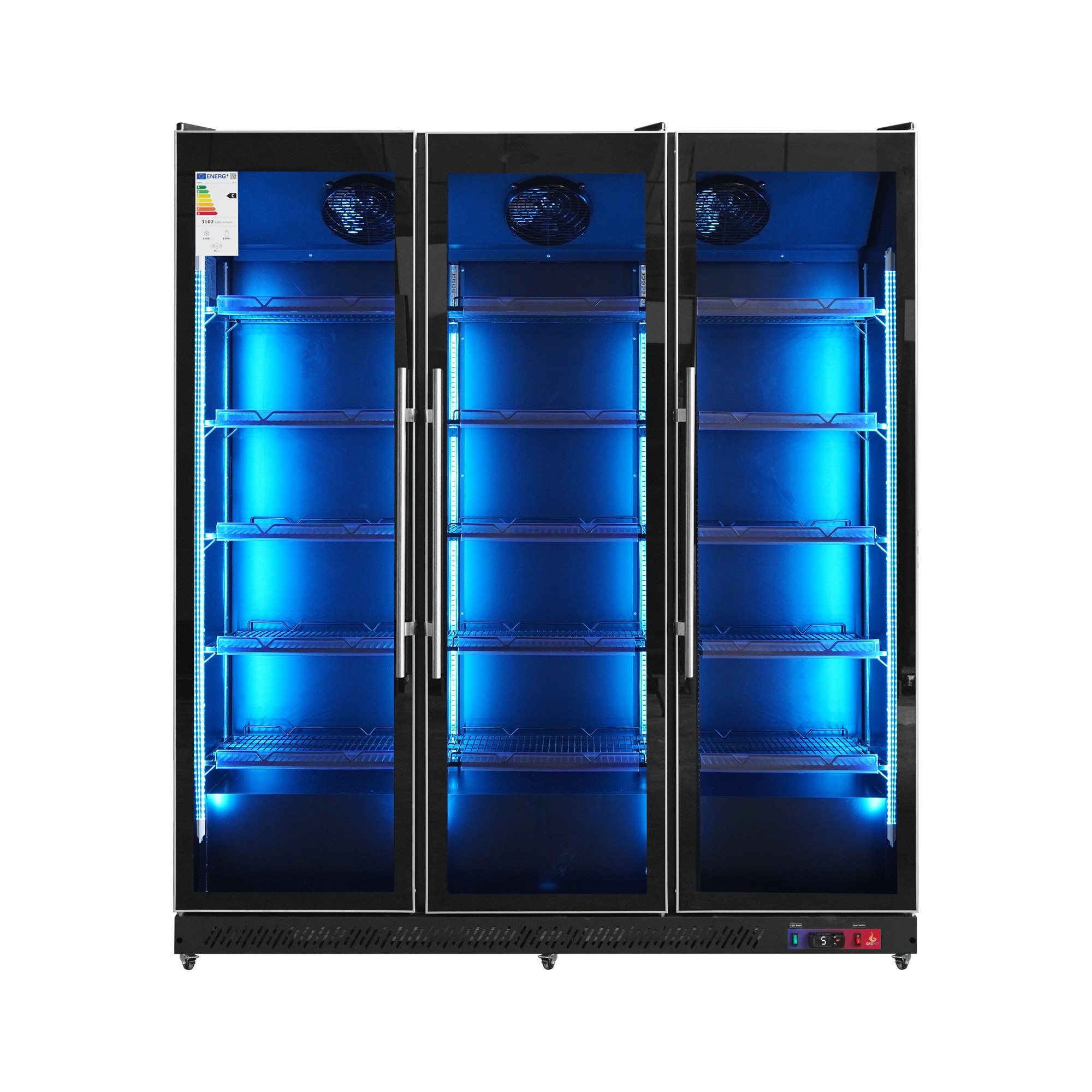 Armario expositor refrigerado 3 puertas de cristal negro