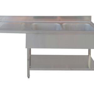 Fregadero de acero inoxidable 1 cuba y 1 escurridor 1800 x 600 x 850 + 100 mm