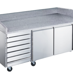 Mesa refrigerada con mármol 2 puertas 7 cajones 2000 x 800 x 1010 mm