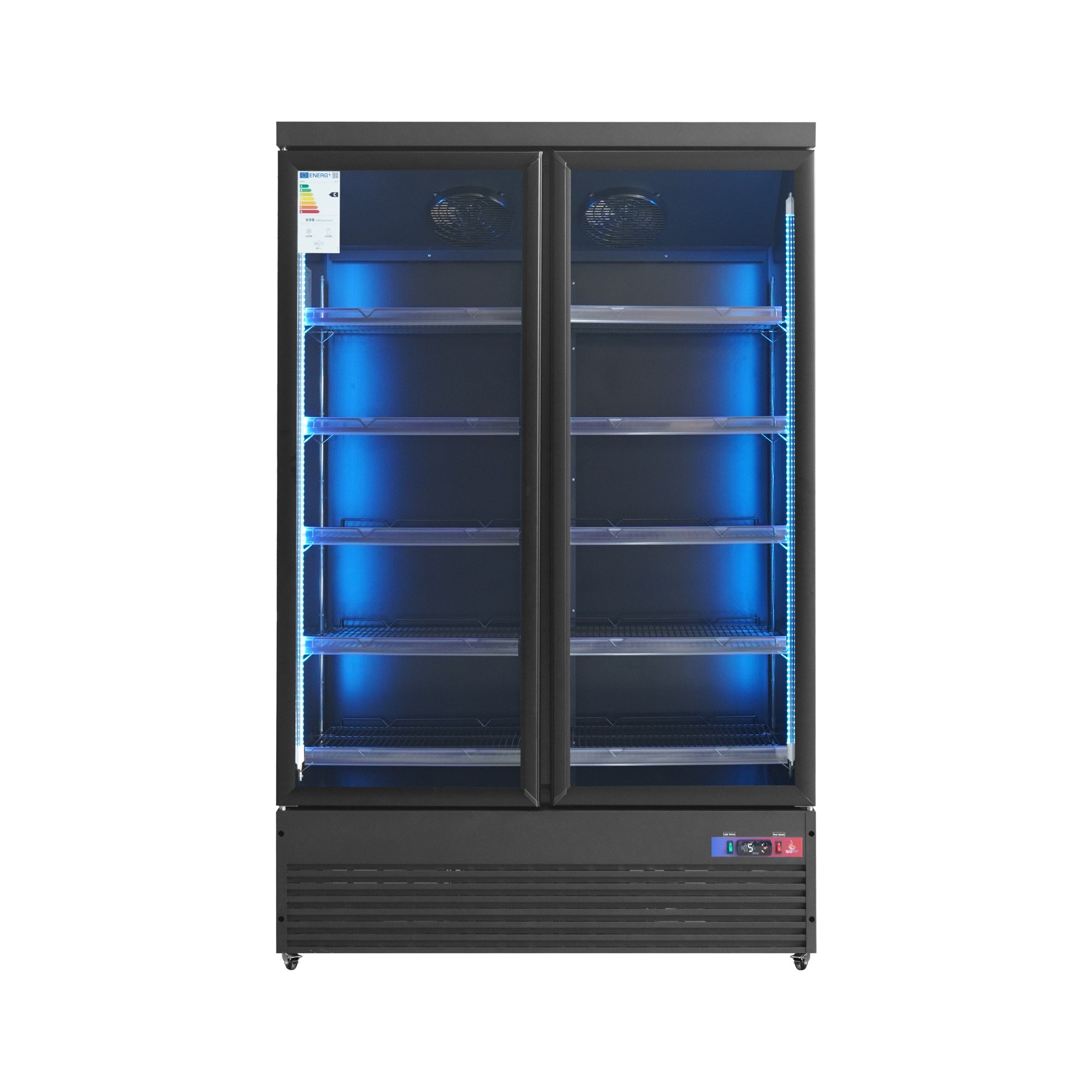 Armario 2 puertas de cristal refrigerado negro