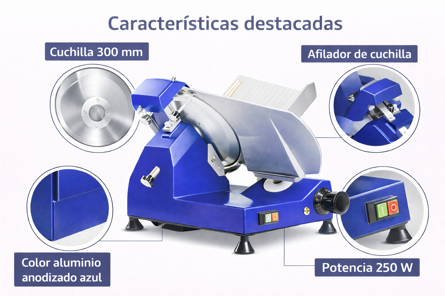 Cortadora de fiambres de sobre mesa disco 300 mm - Imagen 4