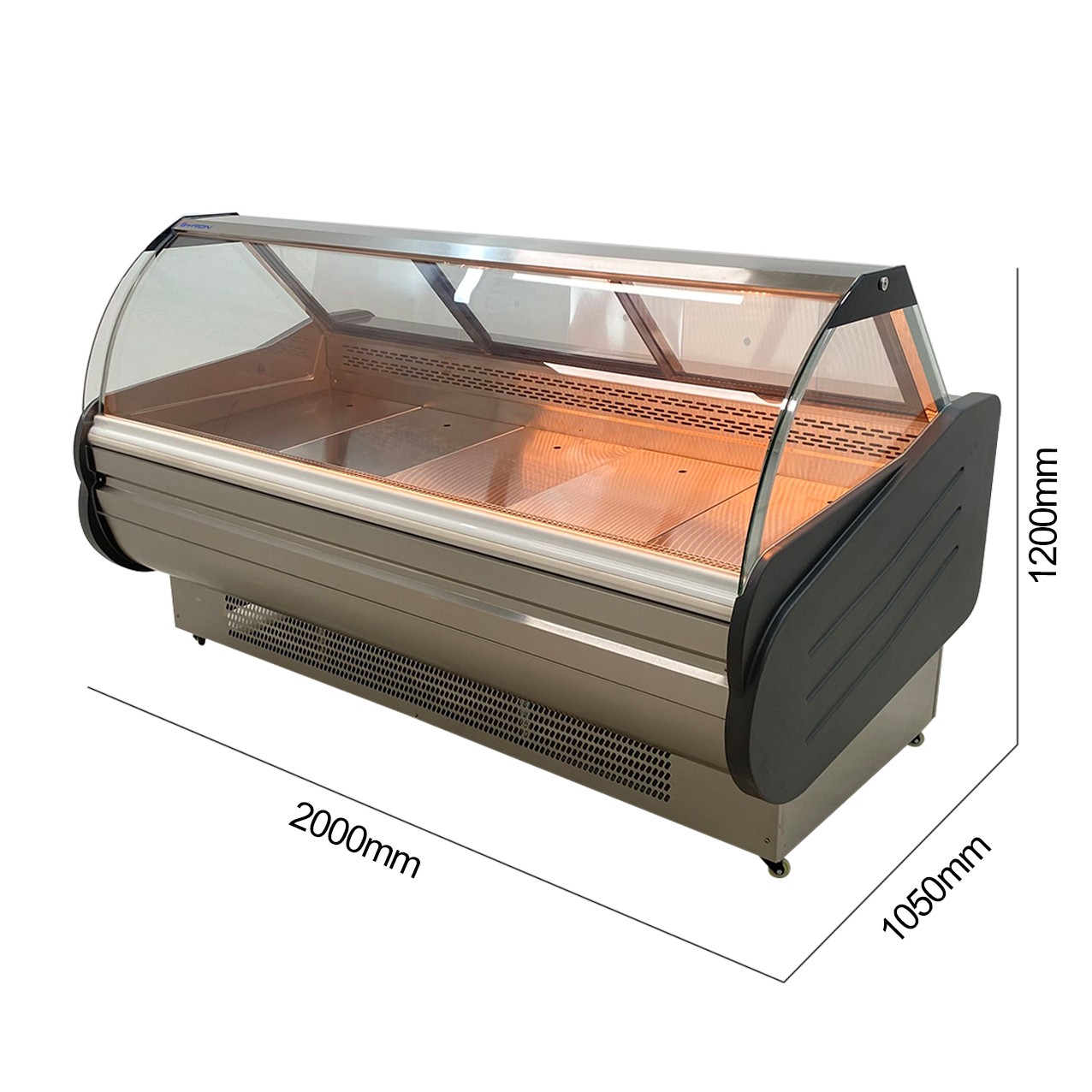 Vitrina Charcutera Color acero– 2000 x 1050 x 1200 mm – Cristal Curvo - Imagen 2