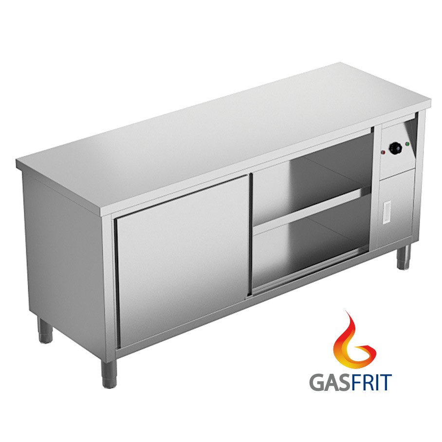 Mesa caliente de acero 2 puertas correderas 1200 x 600 x 850 mm