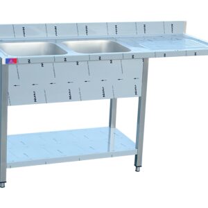 Fregadero 2 senos 1 escurridor 1600 x 700 x 850 + 100 mm