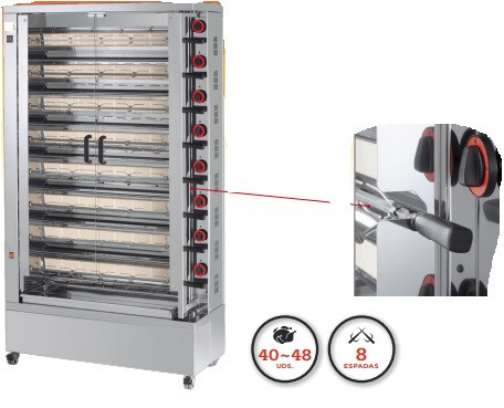 Asador De Pollos 8 Espadas Gas