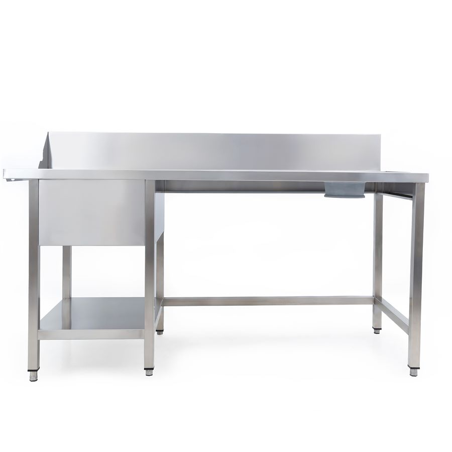 Mesa prelavado derecha con desbarace y hueco para lavavajillas MPDLV-1800 (1800 x 760 x 880 mm)