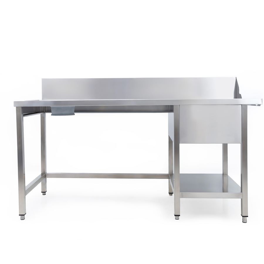 Mesa prelavado izquierda con desbarace y hueco para lavavajillas MPILV-1800 (1800 x 760 x 880 mm)